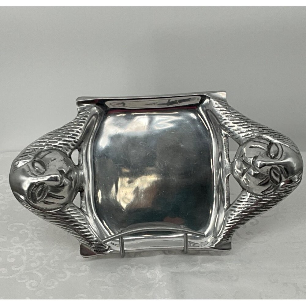 Vintage Art‎ Nouveau Silver-Plated Centerpiece With  Rabbit Face Motif Handles